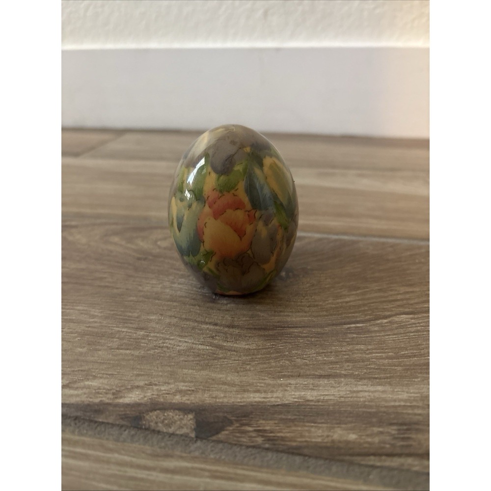 Enesco Easter Egg Tulip Flowers Fabric Mache Decoupage Vintage
